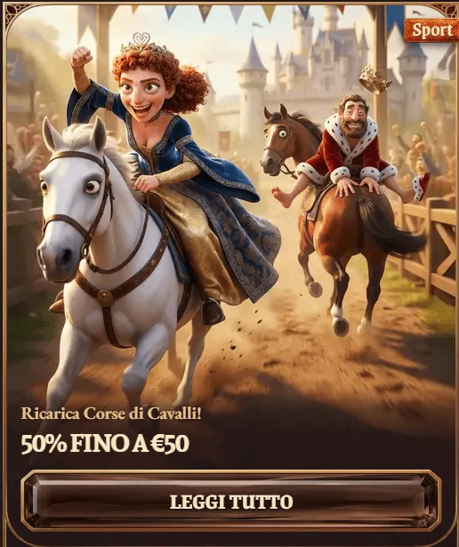 Ricarica corse di cavalli 50 percento fino a 50 euro